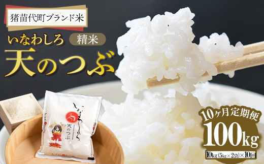 定期便 【10ヵ月連続】猪苗代町ブランド米 いなわしろ天のつぶ 10kg 米 お米 精米 白米 福島 大粒 寿司 和食