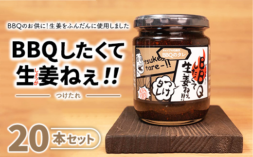 BBQしたくて生姜ねぇ!!つけタレ20本セット 【しょうが 国産 醤油漬け バーベキュー 焼肉 たれ ごはんのお供 お弁当 調味料 おつまみ 肴 薬味 隠し味 猪苗代町 福島県】