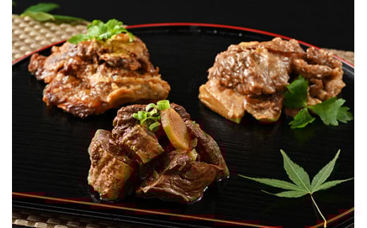 46-B 桜肉煮・豚なんこつ煮缶詰・牛スジ煮缶詰セット | 馬肉 豚肉 牛肉 おつまみ 肴 備蓄 保存食