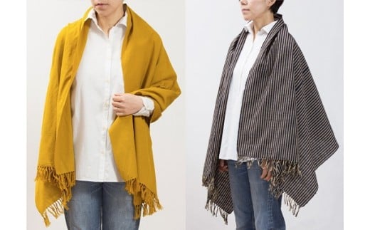 7-F　会津木綿のおまかせストール（幅広）◇