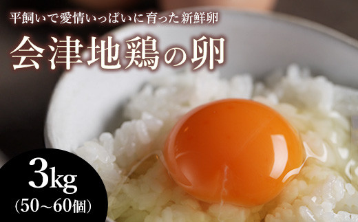 33-A　平飼い会津地鶏の卵 3kg（50～60個） ※沖縄・離島への配送不可