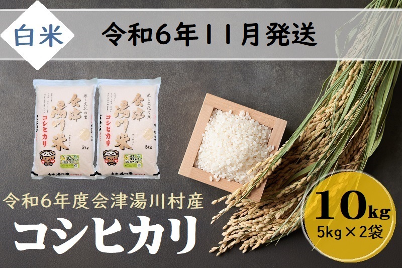 02[先行予約]令和6年産 新米 会津湯川村産コシヒカリ 精米(白米)10kg(5kg×2袋) 11月発送