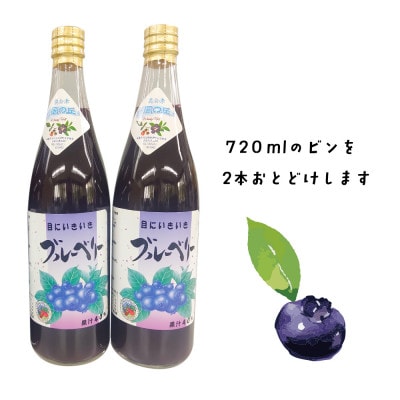 【山の恵みぎゅっと!】手摘みブルーベリージュース　720ml 【2本セット】