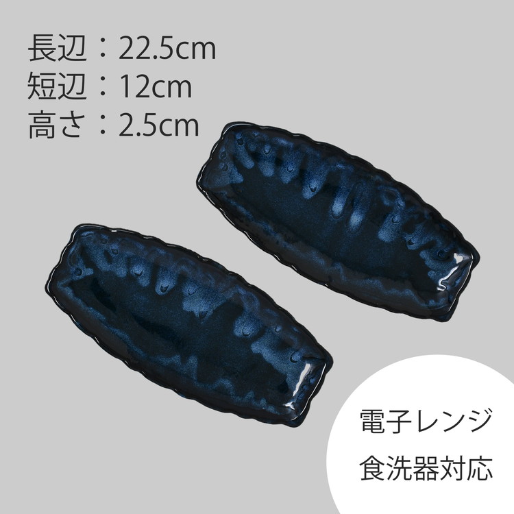 【会津本郷焼】 魚皿2枚セット 陶器 磁器 食器 長角皿 ペア プレート【流紋焼】