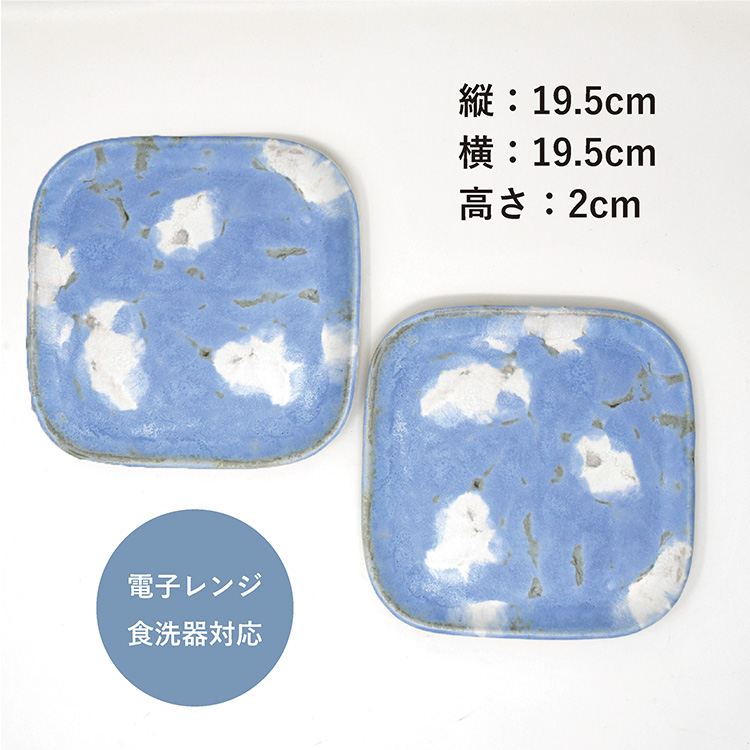 【会津本郷焼】 角皿 2枚セット 陶器 磁器 食器 ペア 平皿 プレート パスタ皿 【酔月窯】