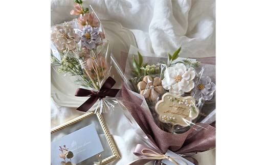 大切な人のお誕生日に！花束風アイシングクッキー happy birthdayプレート付き F6U-337