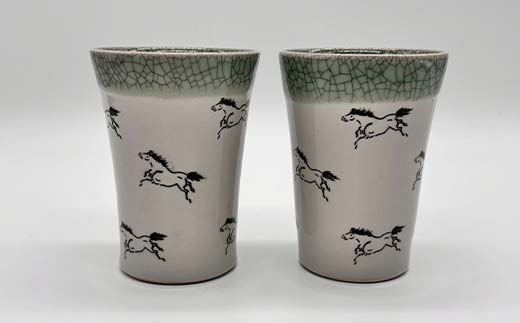 伝統工芸品大堀相馬焼 栖鳳窯 お茶碗とコップのペアセット F6U-365