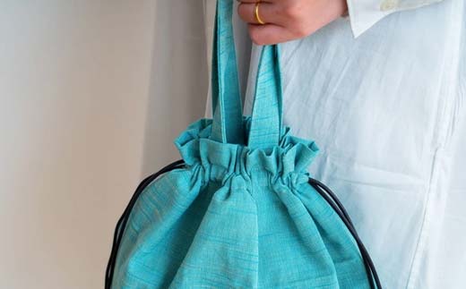 会津木綿シューズバッグ(青) F6U-098