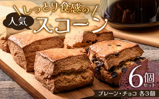 しっとり食感の人気スコーン6個セット(プレーン・チョコ各3個) スイーツ デザート 福島県 矢吹町 F6U-044