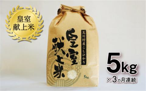 FT18-270 【3ヶ月連続】玉川村産コシヒカリ 5kg コシヒカリ 米 お米 ブランド米 銘柄米 備蓄 日本米 こしひかり コメ ごはん ご飯 食品