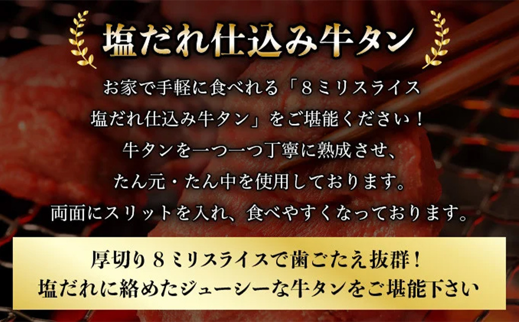8ミリスライス塩だれ仕込み牛タン500g（250g×2パック）【厚切り タン 牛たん たん 牛肉 肉 焼肉 焼き肉 BBQ バーベキュー キャンプ 冷凍 塩味 小分け】【07521-0143】