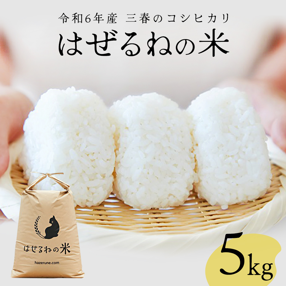 【令和7年産】三春町産コシヒカリ5kg　＜はぜるねの米＞　【07521-0111】