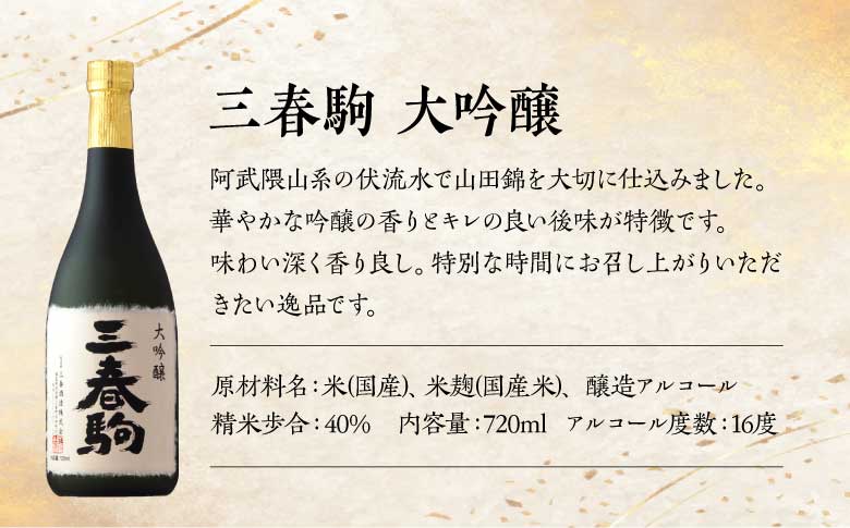 三春の日本酒満喫6本セット（三春駒 大吟醸・三春駒 大吟醸 386・三春駒 純米吟醸・愛姫 純米吟醸・三春駒 辛口純米酒・三春駒 黒ラベル 各720ml） 【地酒 さけ 日本酒 純米 吟醸 大吟醸 清酒 アルコール 瓶 お中元 父の日 ギフト プレゼント 贈り物 贈答 お祝い ご自宅用】【07521-0196】
