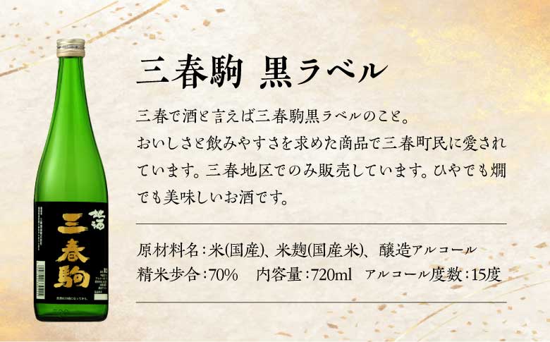 三春の香り6本セット（三春駒 大吟醸 386・三春 純米吟醸原酒・三春駒 純米吟醸・愛姫 純米吟醸・三春駒 黒ラベル 各720ml・三春駒の梅酒 500ml） 【地酒 さけ 日本酒 大吟醸 純米 吟醸 原酒 清酒 アルコール リキュール 梅酒 白加賀梅 瓶 お中元 父の日 ギフト プレゼント 贈り物 贈答 お祝い ご自宅用】【07521-0198】
