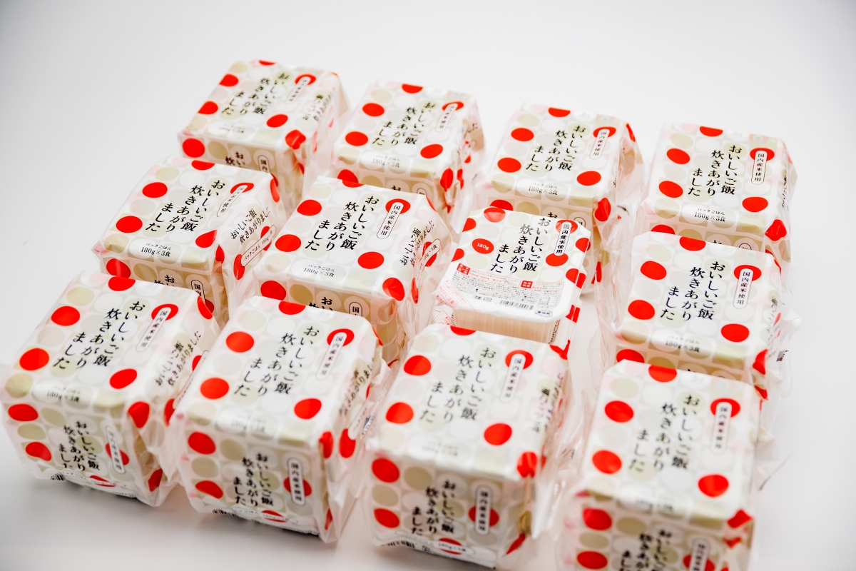 パックご飯　国内産おいしいご飯炊きあがりました 1ケース 36食（180g×3食×12袋） 国内産おいしいご飯炊きあがりました 1ケース 36食