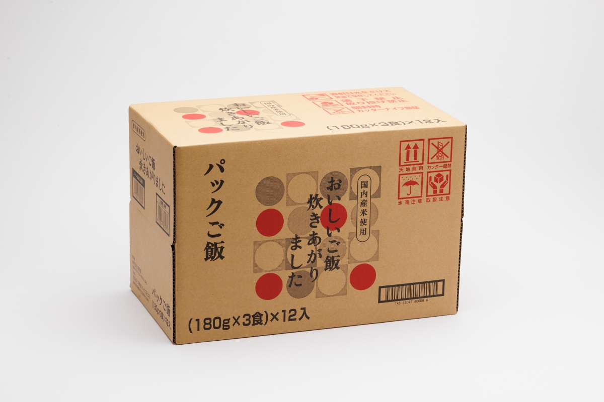 パックご飯　国内産おいしいご飯炊きあがりました 2ケース 72食（180g×3食×12袋×2） 国内産おいしいご飯炊きあがりました 2ケース 72食