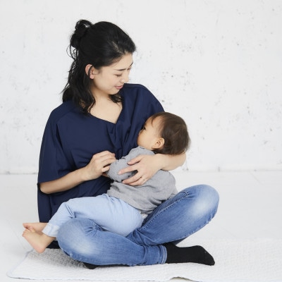 モーハウスの防災授乳服(吸水速乾Tシャツ)(ネイビー)【配送不可地域：離島・沖縄県】