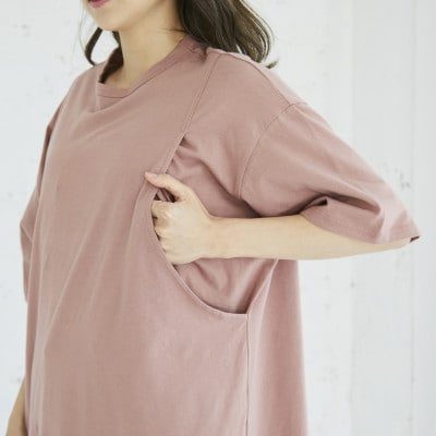 マタニティから使えるモーハウスの授乳服　シンプルワンピース(アプリコット)【配送不可地域：離島・沖縄県】