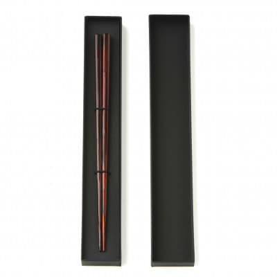 国産漆100%　茨城県奥久慈漆使用　漆芸家　本間健司作　鉋目木地呂箸　24cm　1膳【配送不可地域：離島・沖縄県】