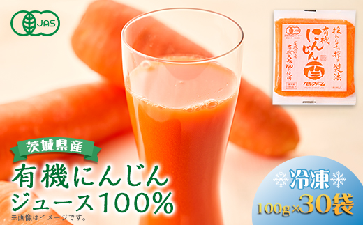ベルファームの有機にんじんジュース 茨城県産にんじん100%  100g×30【離島・沖縄配送不可】【配送不可地域：離島・沖縄県】