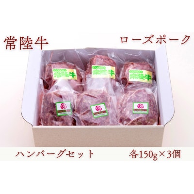 常陸牛・ローズポークハンバーグセット【配送不可地域：離島・沖縄県】