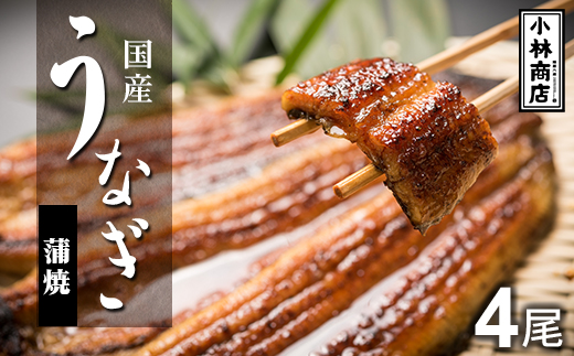 うなぎの六三 こばやし商店 国産 蒲焼うなぎ 約135g×4尾 自家製たれ4個付 木箱入【配送不可地域：離島・沖縄県】