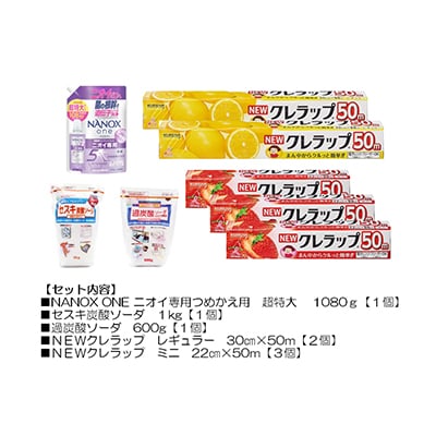 日用品生活応援セット(洗剤・ラップ・セスキ炭酸ソーダ・過炭酸ソーダ)【配送不可地域：離島・沖縄県】