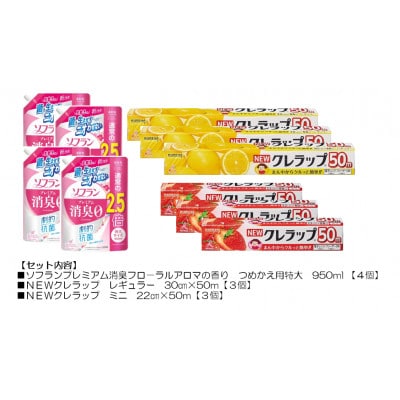 日用品生活応援セット(ライオン柔軟剤4個・クレラップ6本)【配送不可地域：離島・沖縄県】