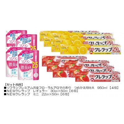 日用品生活応援セット(ライオン柔軟剤4個・クレラップ12本)【配送不可地域：離島・沖縄県】