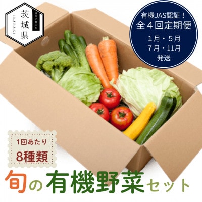 【発送月固定定期便】茨城県産 有機JAS認証 旬の有機栽培野菜セット 8種類 詰合せセット全4回【配送不可地域：離島・沖縄県】