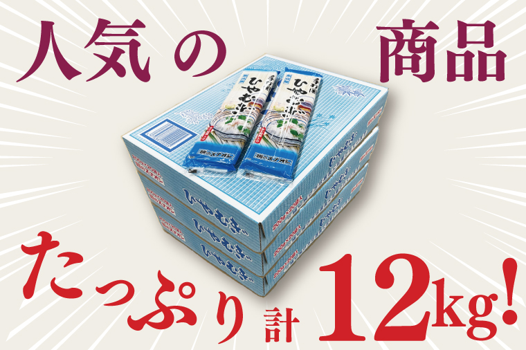 【麺のスナオシ】手打風ひやむぎ３箱　計12kg（200ｇ×60袋）（乾麺）【冷や麦 麺 長期保存 保存食 防災 人気 大容量 水戸市 茨城県】（BY-12）