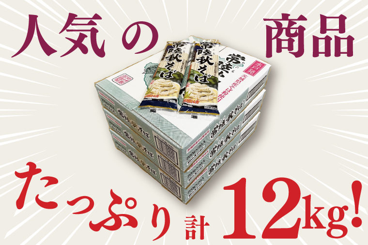 【麺のスナオシ】常陸秋そば３箱　計12kg（200ｇ×60袋）（乾麺）【蕎麦 麺 長期保存 保存食 防災 人気 大容量 水戸市 茨城県】（BY-18）