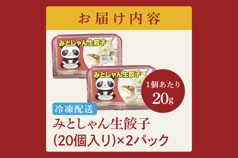 旨味たっぷり！本場プロの中華料理人が作る みとしゃん生餃子 40個【香香 シャンシャン 中華 人気 老舗 焼き餃子 冷凍 ぎょうざ ギョーザ シューマイ簡単調理 惣菜 おかず 水戸市 茨城県】（CS-2）