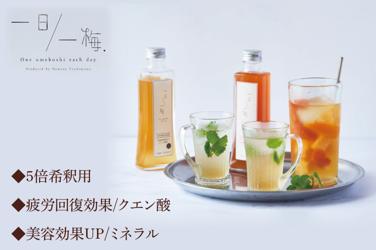 【数量限定】一日一梅 梅シロップ ２種類詰合せ ５倍希釈（200ml×各１本）【梅干 水戸乃梅ふくゆい 赤しそ 天然酵母 水戸市 茨城県】（CU-4）