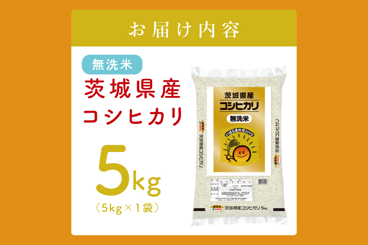  【数量限定】茨城県産 無洗米コシヒカリ5kg【お米 ごはん こしひかり おにぎり ごはん 茨城県 水戸市】(JB-18)