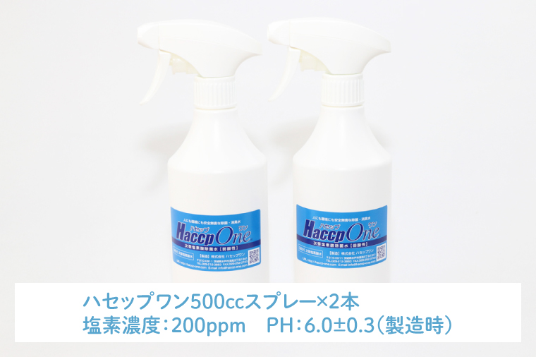 ハセップワン200ppm　500ccスプレー×2本セット【除菌 次亜塩素酸 安心 安全 ペット ウイルス除去 消臭 水戸市 茨城県】（JD-8）