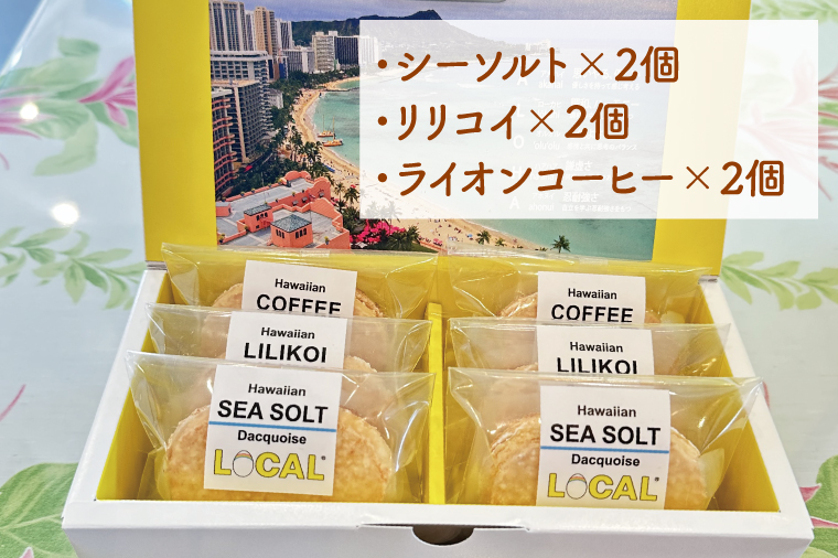 【数量限定】ハワイアンダックワーズ６個入【ダックワーズ ハワイ ハワイアンソルト ライオンコーヒー リリコイ パッションフルーツ スイーツ 水戸市 茨城県 5000円以内 1万円以内】（KT-1）
