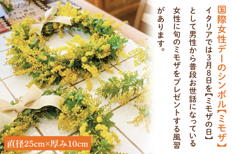 【3月以降発送・数量限定】大きな木から作るミモザのリース（限定品）【インテリア おしゃれ 壁飾り プレゼント お花 ギフト ナチュラル アレンジ フラワーアレンジ 水戸市 水戸 茨城県 10000円以内 1万円以内】（KW-5）