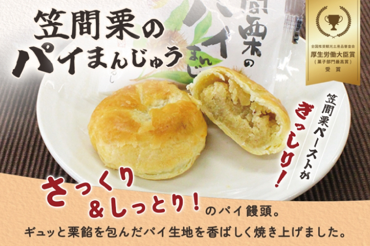笠間栗のパイまんじゅう 5個入り 2箱【和菓子 笠間栗 栗 マロン パイ まんじゅう 饅頭 スイーツ お茶請け おやつ 手土産 お取り寄せ ギフト グルメ 贈答 常温 亀印製菓 茨城県 水戸市】（MP-10)