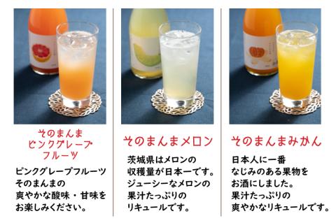 そのまんまシリーズ３種飲み比べセット（メロン・みかん・ピンクグレープフルーツ）【リキュール ジューシー 果汁 水戸市 茨城県】（DW-113）