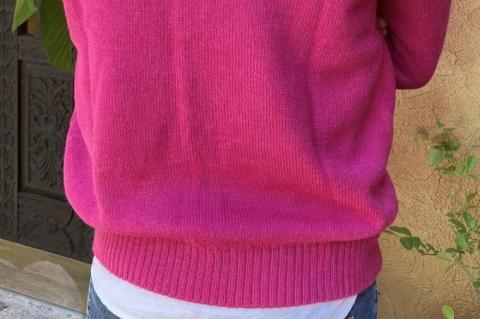 【アルパカ専門店　T'IKA】メンズカーディガンVネック　パステルピンク　(アルパカ100％) 【アパレル 洋服 おしゃれ 羽織 プレゼント 毛糸 大きめ サイズ 水戸市】（AL-1）