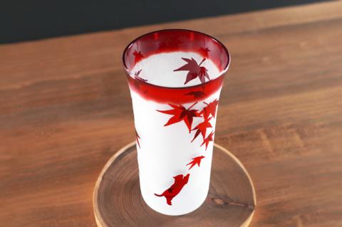 MOMIJI 120【和柄 紅葉 グラス コップ ガラス 彫刻 プレゼント ギフト 就職祝い 誕生日 父の日 母の日 結婚祝い 新築祝い和風 耐熱】（HW-6）