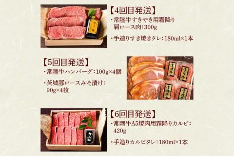 【定期便 全12回】 常陸牛 12ヶ月 定期便 Bコース 食べ物 肉 ハンバーグ 焼肉 すき焼き しゃぶしゃぶ リブロース ステーキ レトルトカレー ふるさと納税 定期便 ギフト対応（DU-112）
