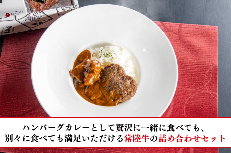 常陸牛ハートハンバーグ100g×2個 常陸牛カレー2個 詰め合わせセット レトルトカレー 化粧箱 12000円 敬老の日 【肉のイイジマ】茨城県 水戸市（DU-130）