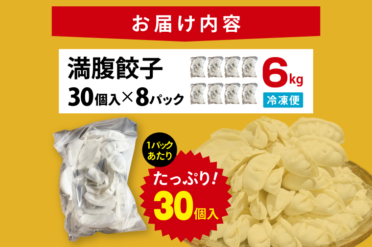 満腹餃子 リピーター続出！ボリューム満点！240個（6kg）【老舗 大容量 国産 焼き餃子 冷凍 ぎょうざ ギョーザ 冷凍餃子 簡単調理 惣菜 おかず 水戸市 水戸 茨城県】（EJ-19）