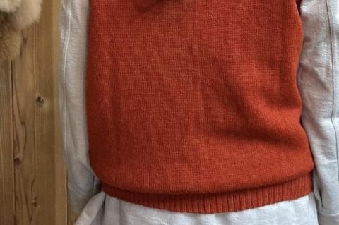 【アルパカ専門店　T'IKA】メンズベストVネック　れんがオレンジ　(アルパカ100％) 【アパレル 洋服 おしゃれ ベスト プレゼント 毛糸 大きめ サイズ 水戸市 橙色】(AL-5)