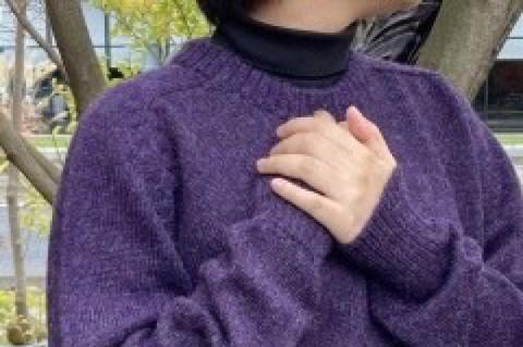 【アルパカ専門店　T'IKA】ラグランセーター（アルパカ100％）　パープルMIX（混色糸）【アパレル 紫 ウィメンズ 毛糸 大きめサイズ 茨城県 水戸市 ギフト プレゼント】 (AL-10)