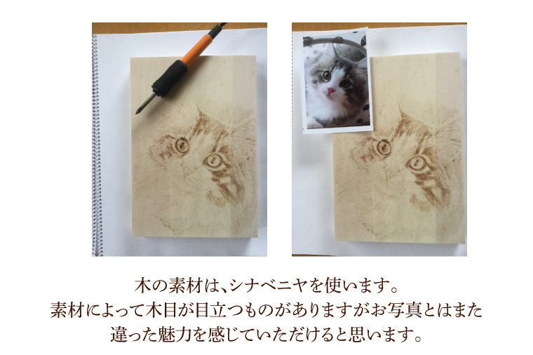 ウッドバーニングで描くご自慢のねこちゃん・わんちゃん　～世界に一つだけの完全オーダーメイド作品～(JC-1)