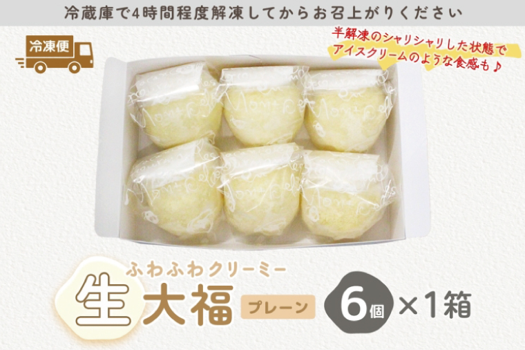 ふわふわクリーミー生大福プレーン 6個入り【大福 和菓子 生大福 スイーツ クリーム アイス おやつ 手土産 お取り寄せ ギフト グルメ 贈答 冷凍 亀印製菓 茨城県 水戸市】（MP-5)