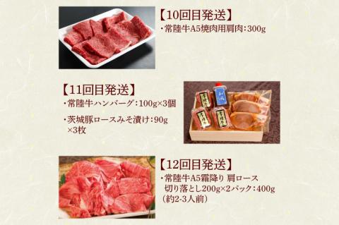 【定期便 全12回】 高級肉 常陸牛 12ヶ月 定期便 Aコース 148000円 毎月 常陸牛ハンバーグ 焼肉 すき焼き しゃぶしゃぶ コンビーフ レトルトカレー ギフト セット 肉 ギフト対応 【肉のイイジマ】（DU-111）